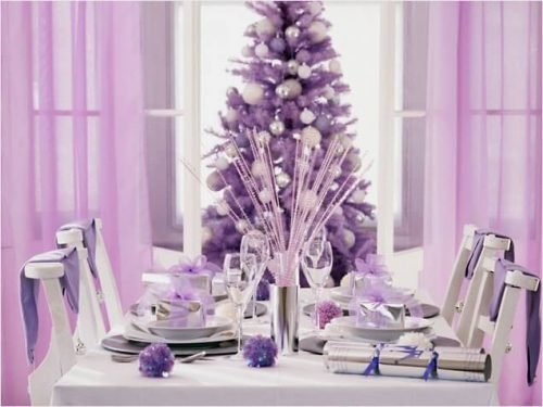 серебристо-лиловый стол на новый год